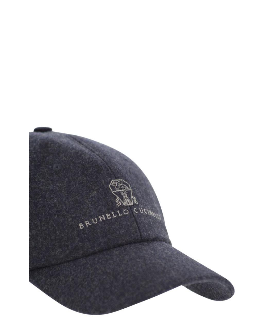BRUNELLO CUCINELLI Темно-синяя шерстяная кепка/бейсболка, фото 4