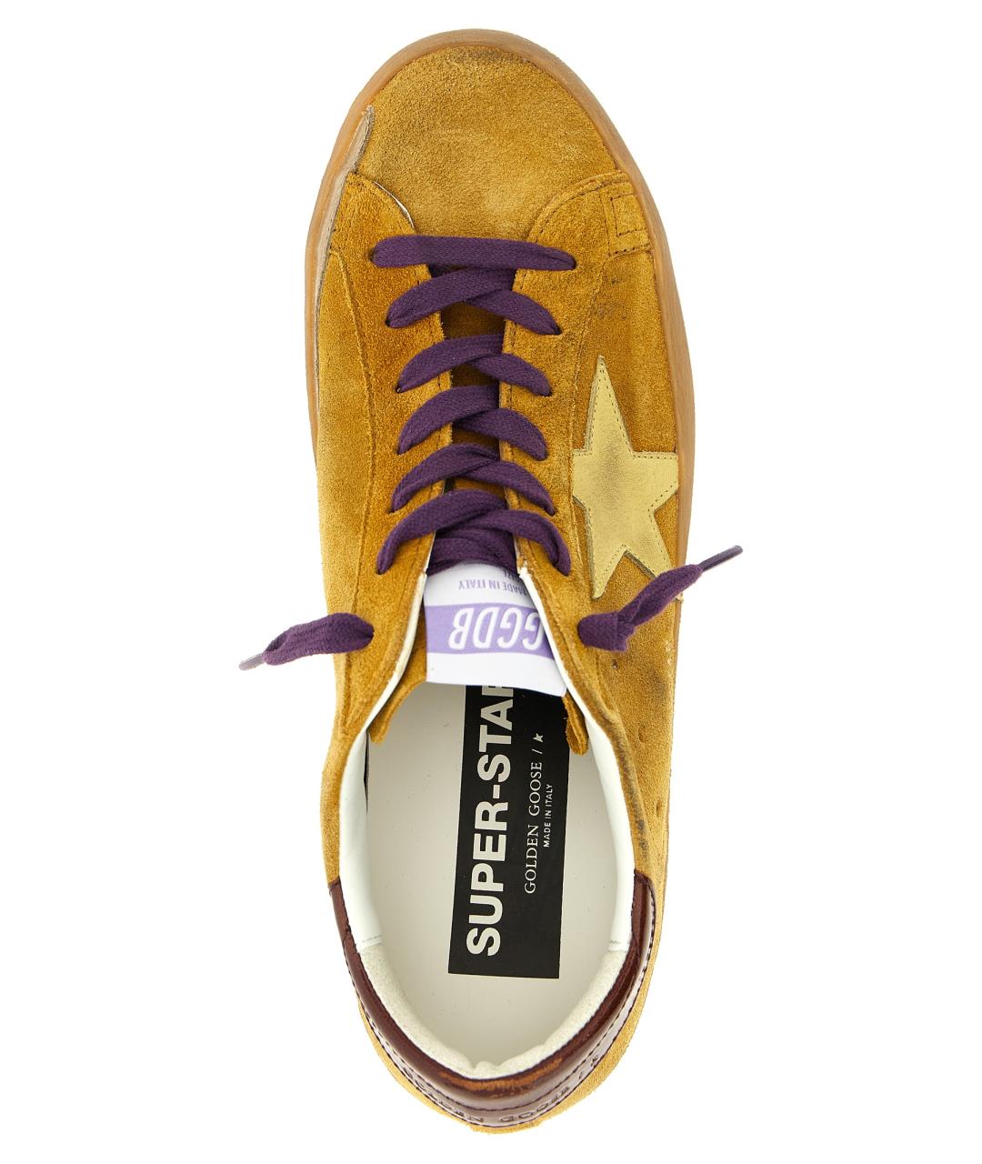 GOLDEN GOOSE DELUXE BRAND Горчичные замшевые низкие кроссовки / кеды, фото 4