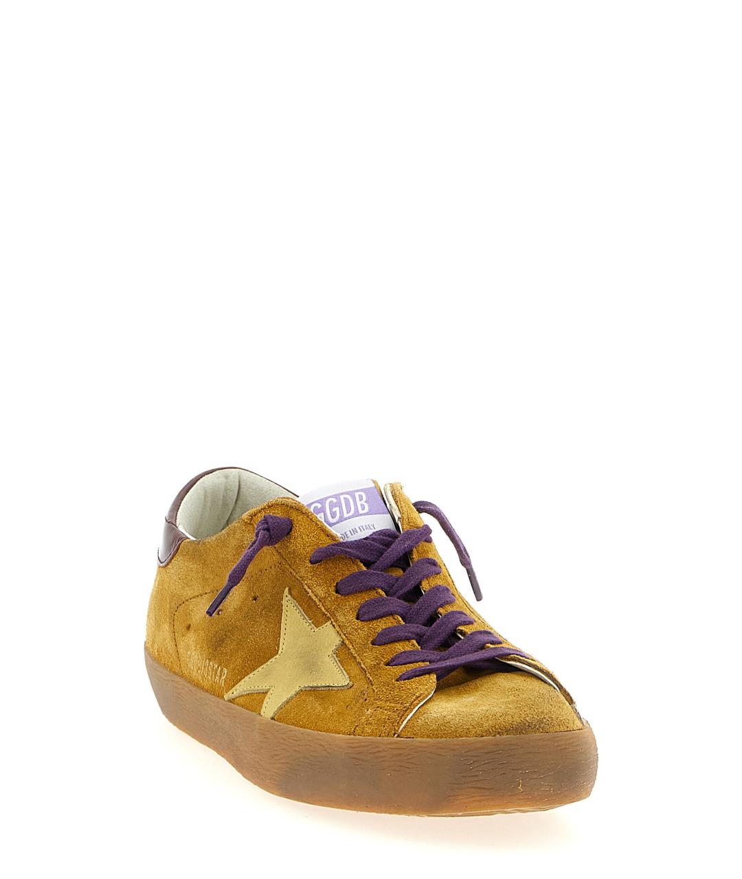 GOLDEN GOOSE DELUXE BRAND Горчичные замшевые низкие кроссовки / кеды, фото 2