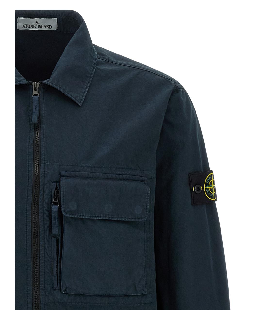 STONE ISLAND Синяя хлопковая кэжуал рубашка, фото 3