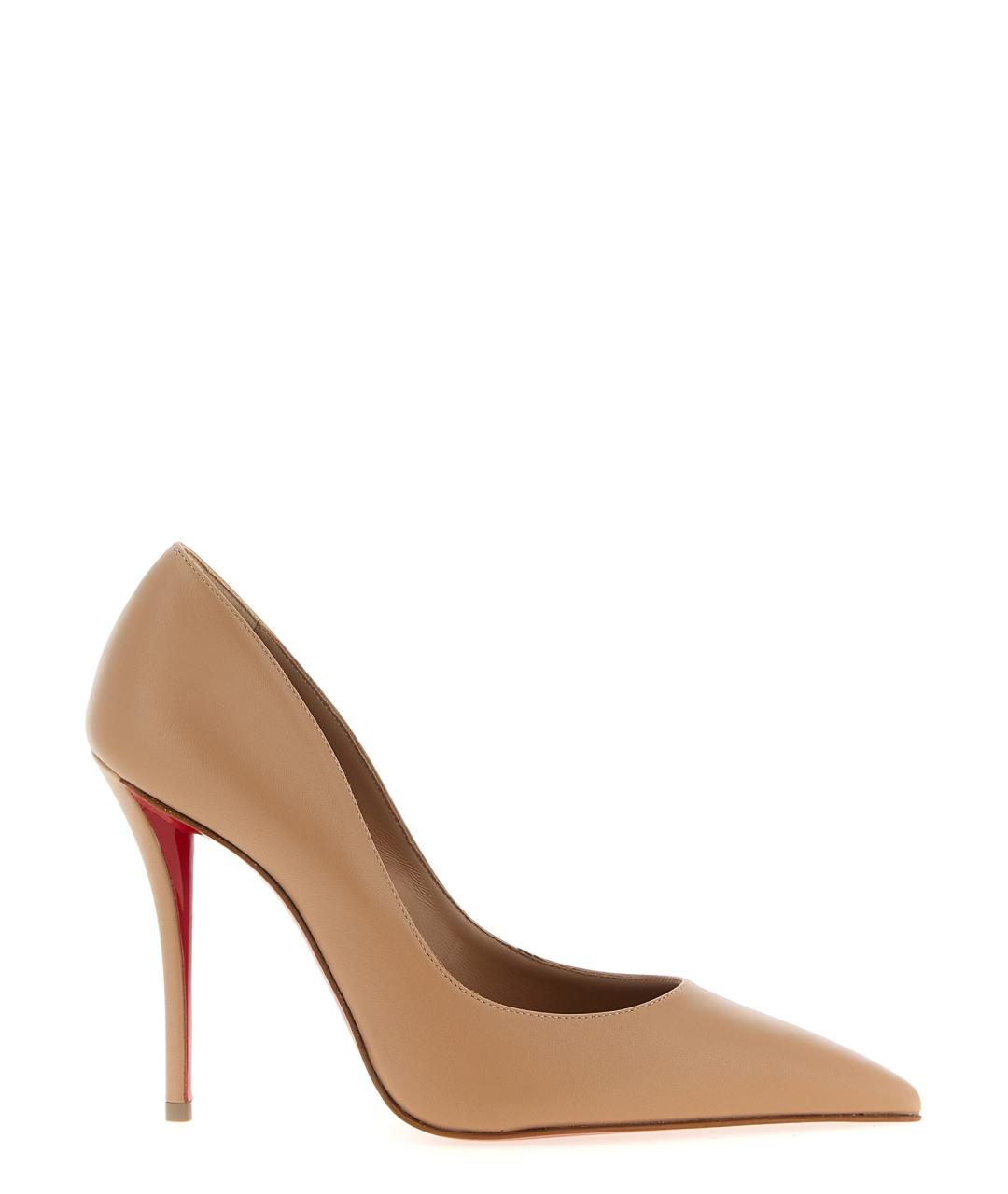 CHRISTIAN LOUBOUTIN Бежевые кожаные туфли, фото 1