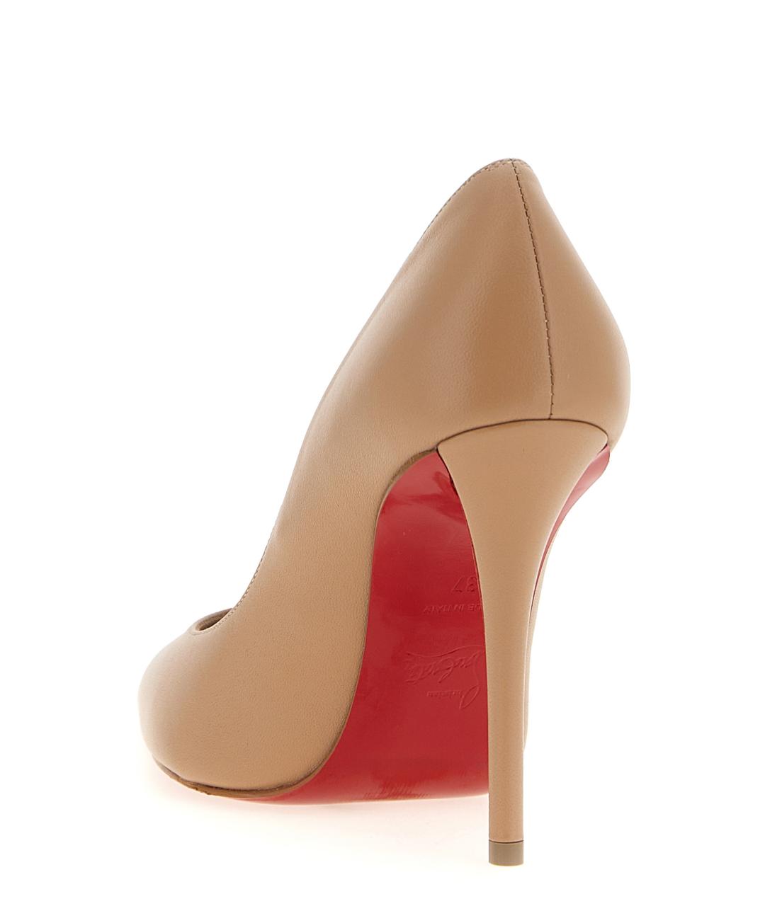 CHRISTIAN LOUBOUTIN Бежевые кожаные туфли, фото 3