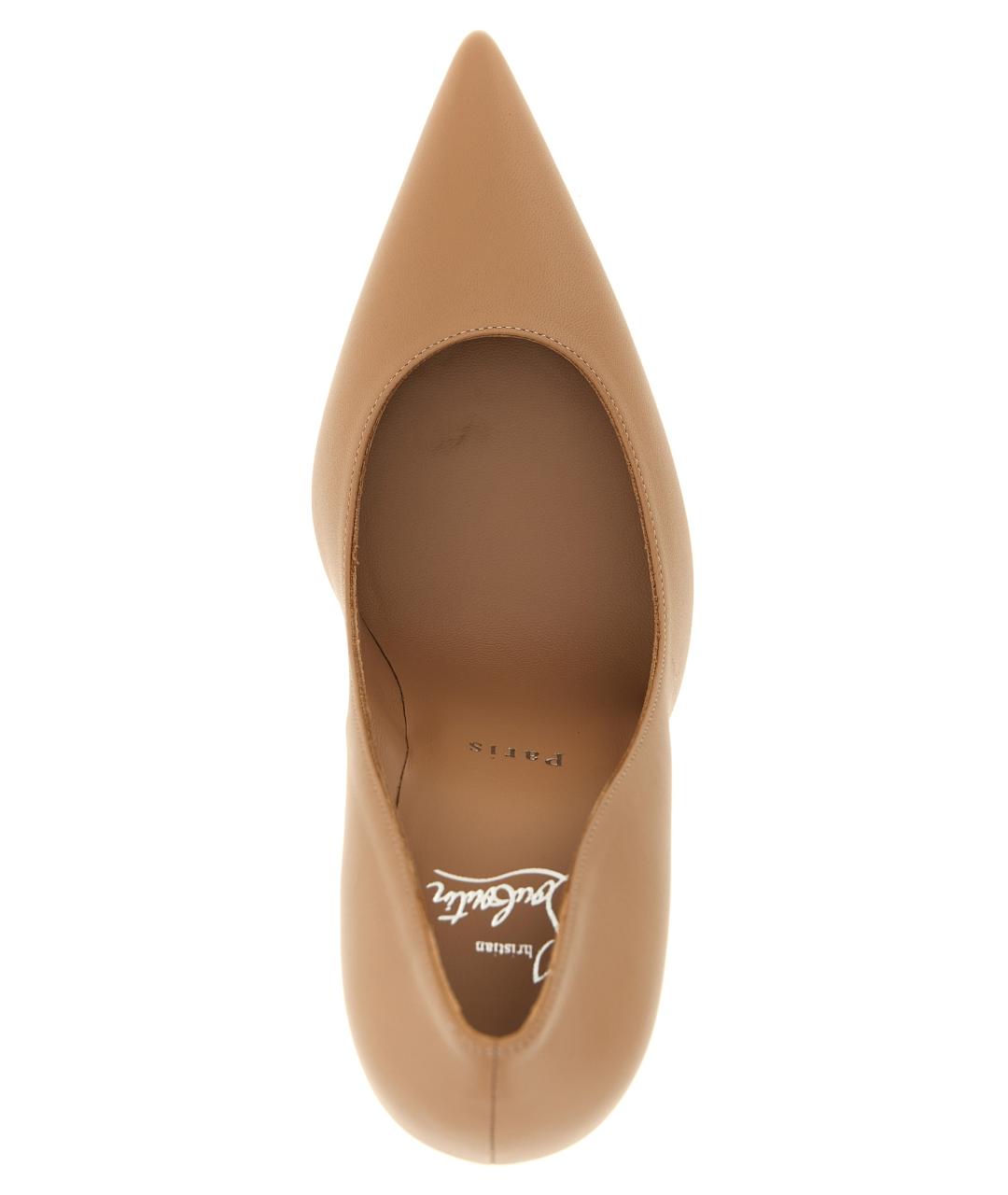 CHRISTIAN LOUBOUTIN Бежевые кожаные туфли, фото 4