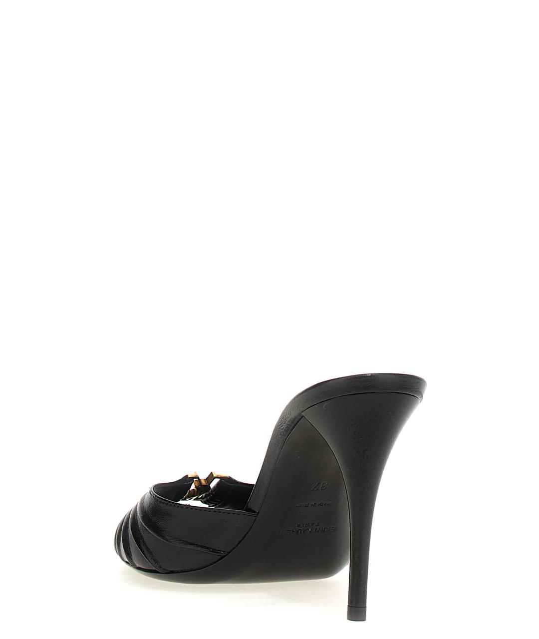SAINT LAURENT Черные мюли из лакированной кожи, фото 3