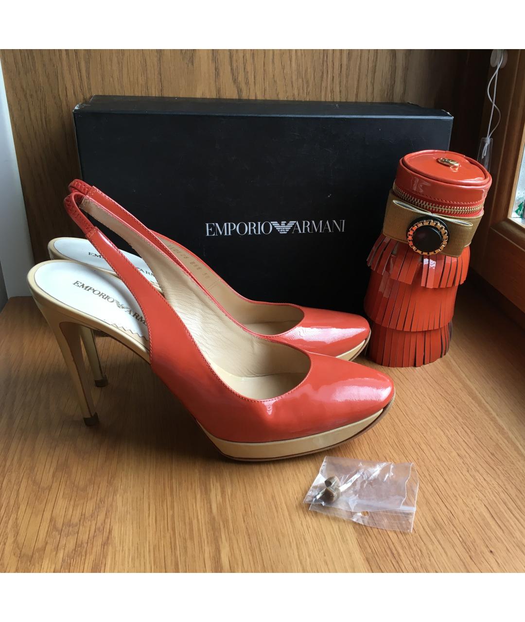 EMPORIO ARMANI Коралловые кожаные туфли, фото 7