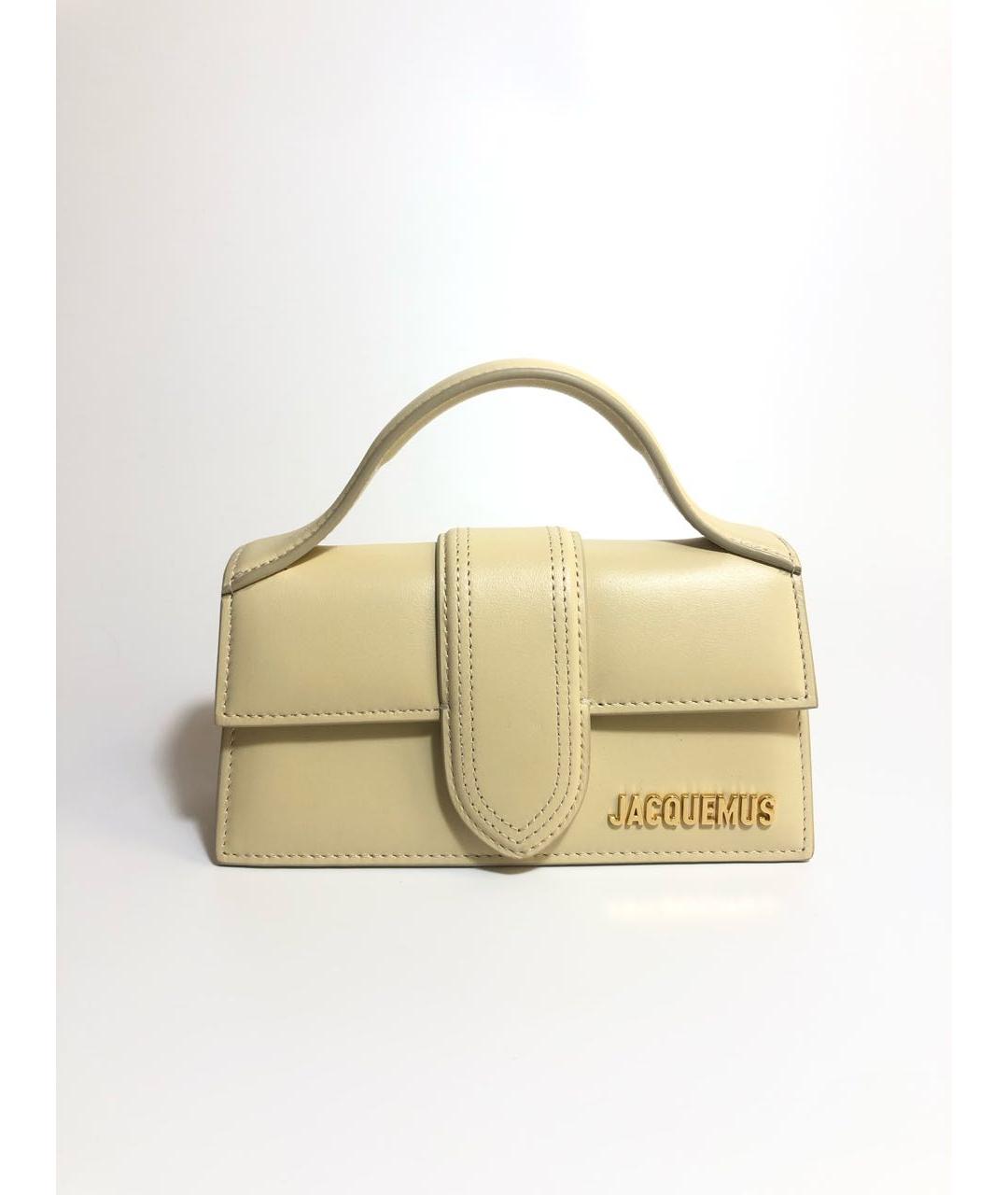JACQUEMUS Бежевая кожаная сумка через плечо, фото 6