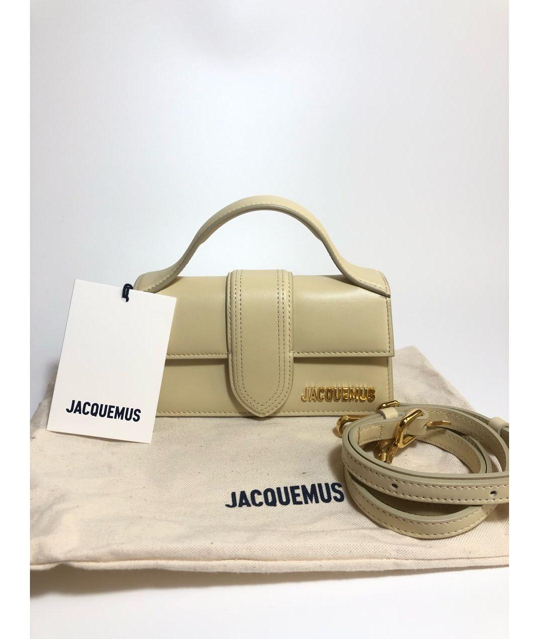 JACQUEMUS Бежевая кожаная сумка через плечо, фото 5