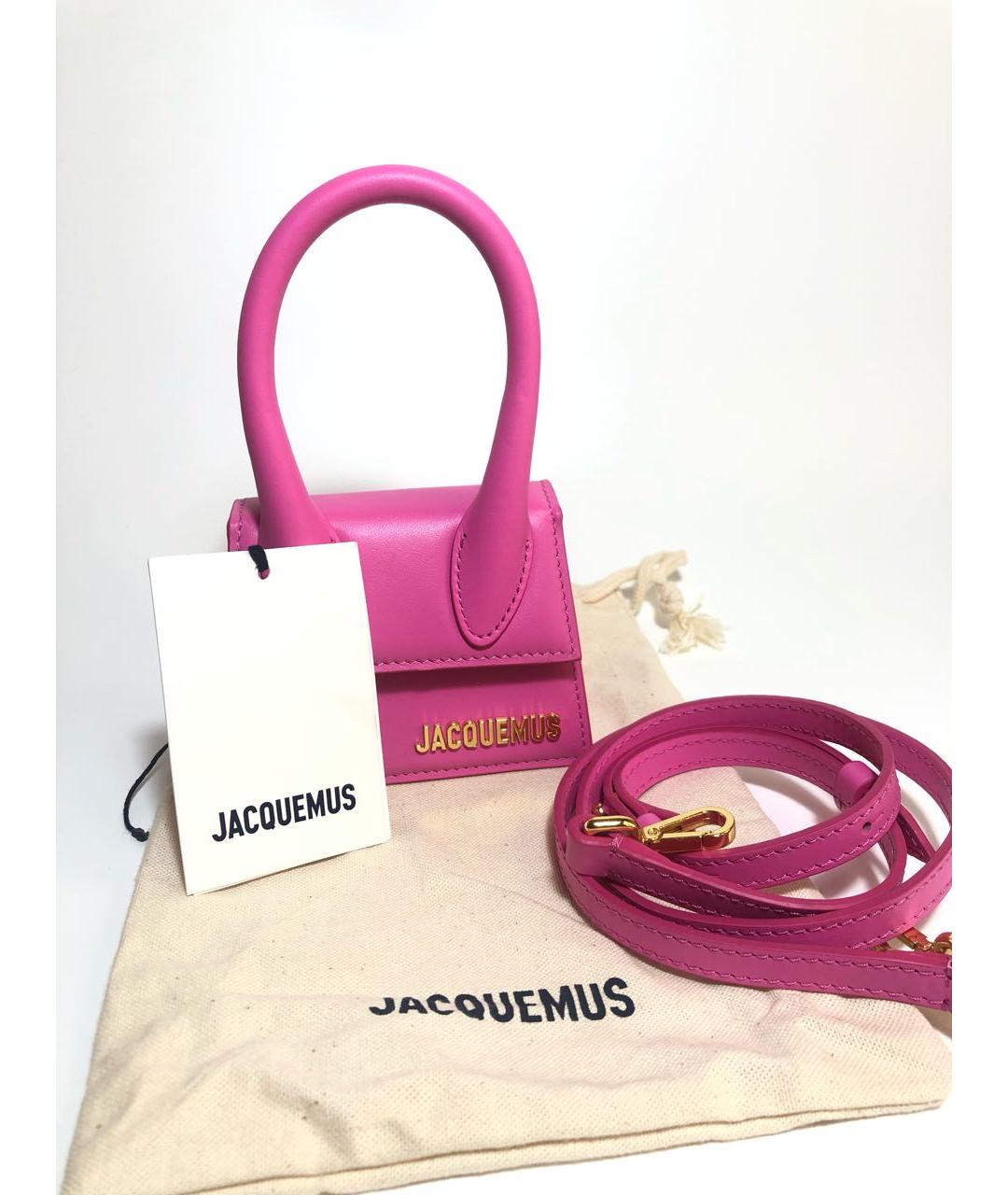 JACQUEMUS Фуксия кожаная сумка через плечо, фото 5