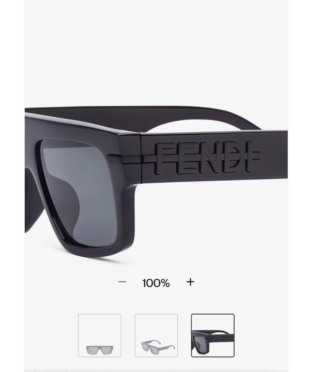 FENDI Черные пластиковые солнцезащитные очки, фото 3