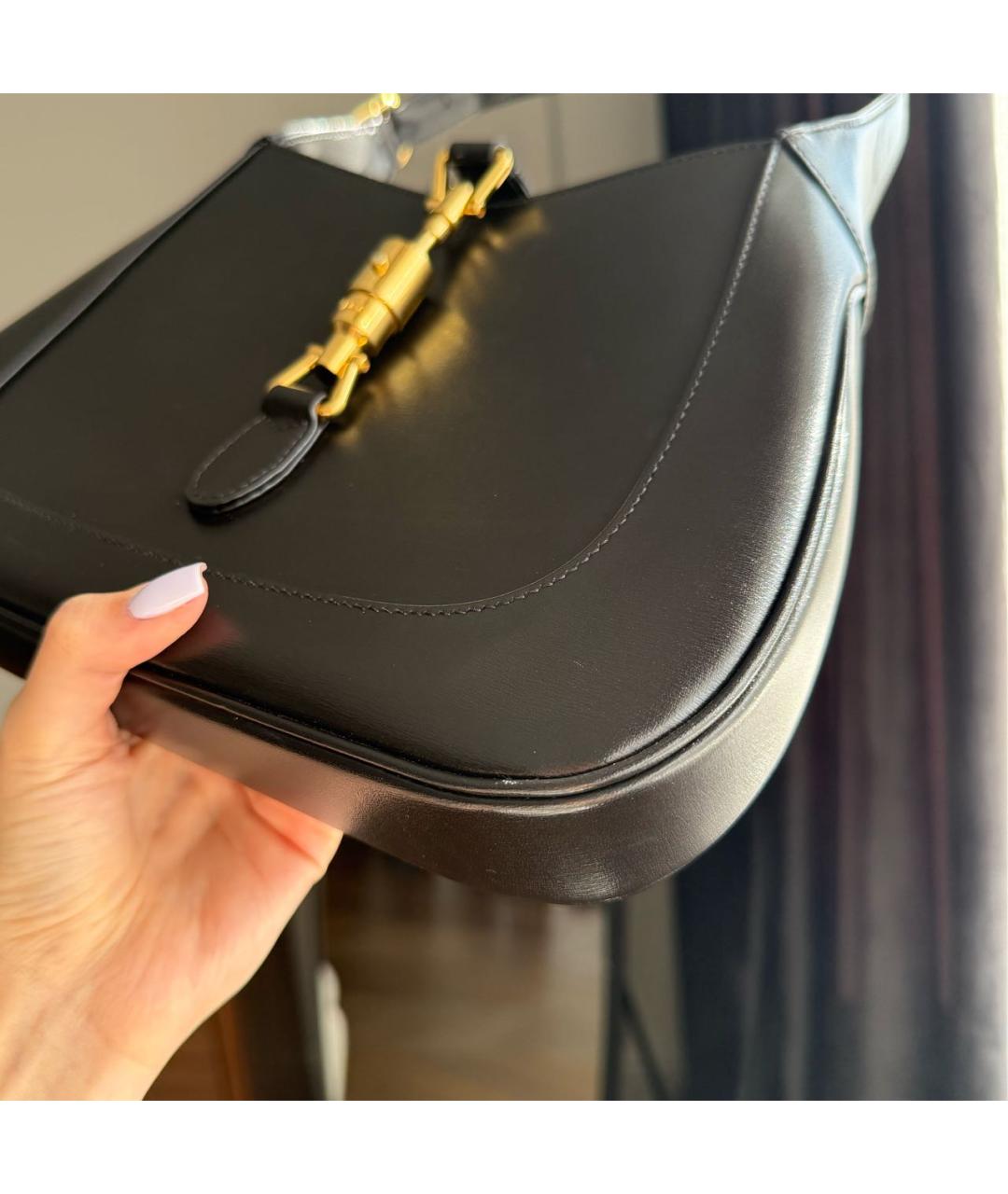 GUCCI Черная кожаная сумка с короткими ручками, фото 6