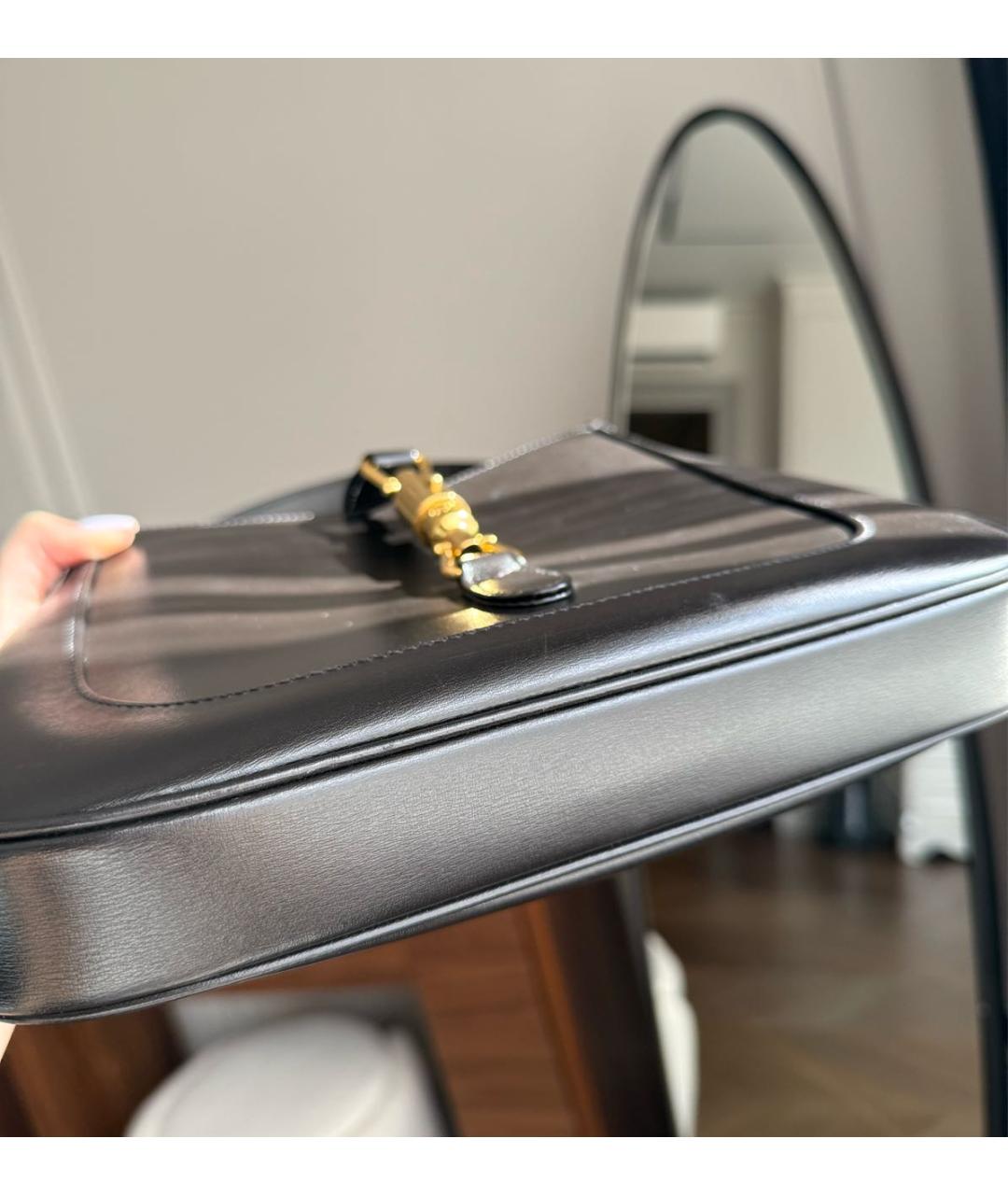 GUCCI Черная кожаная сумка с короткими ручками, фото 7