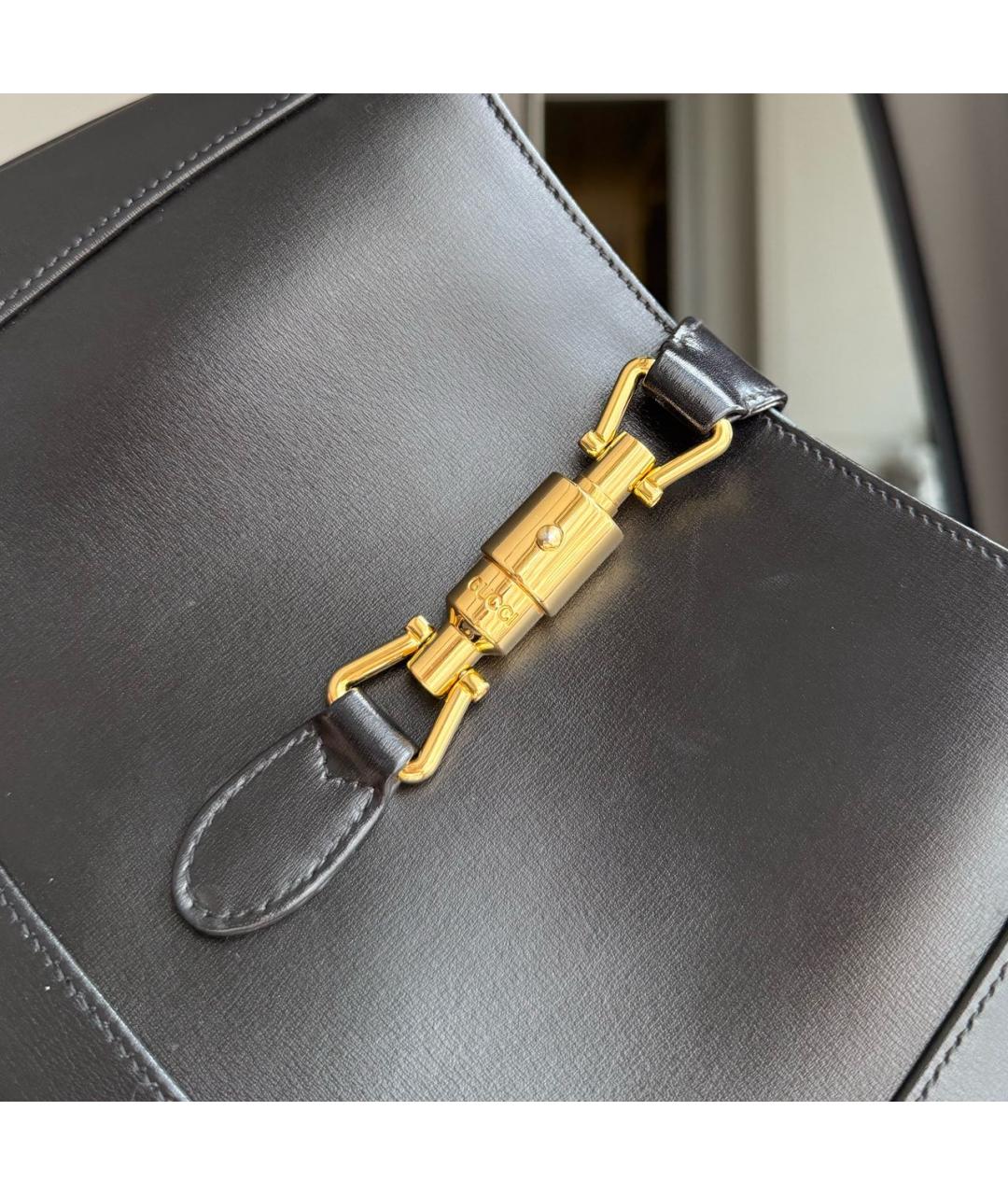 GUCCI Черная кожаная сумка с короткими ручками, фото 5