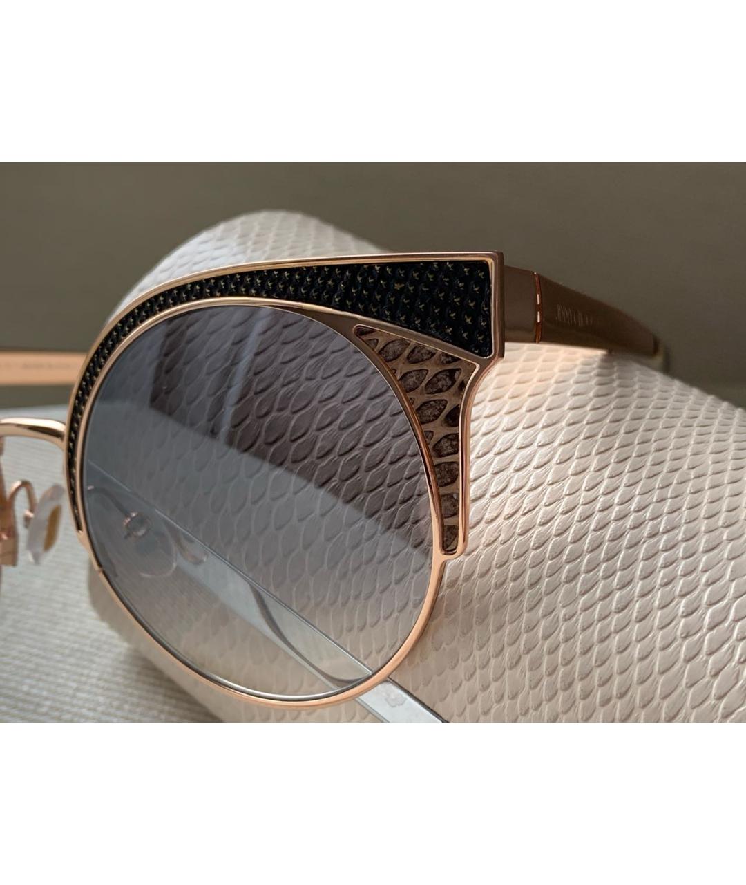JIMMY CHOO Бежевые металлические солнцезащитные очки, фото 5