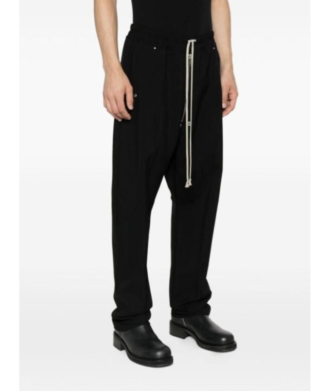 RICK OWENS Черные шерстяные повседневные брюки, фото 2