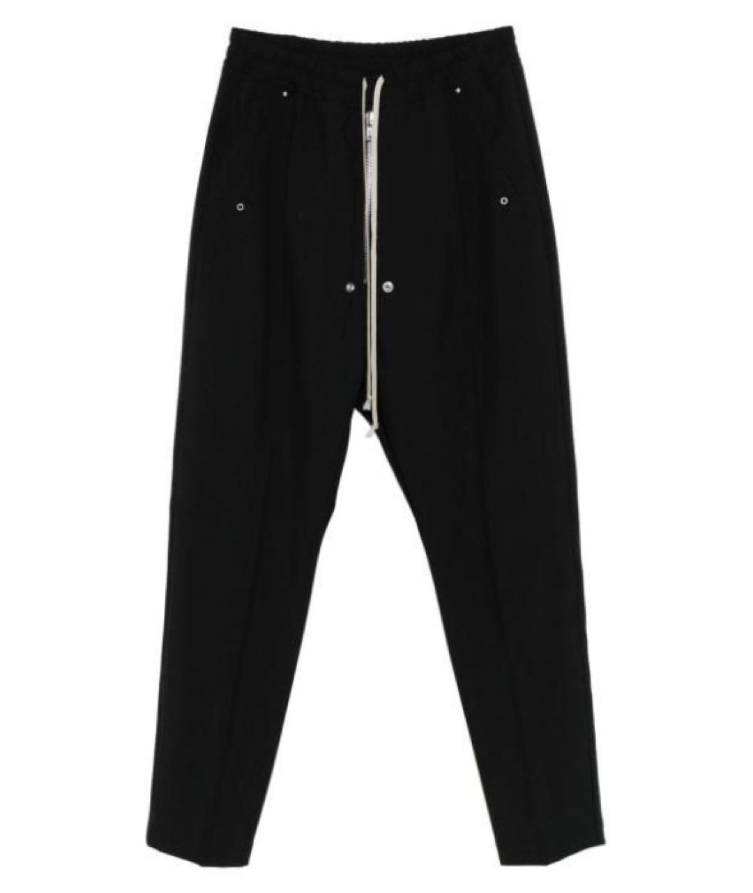 RICK OWENS Черные шерстяные повседневные брюки, фото 1
