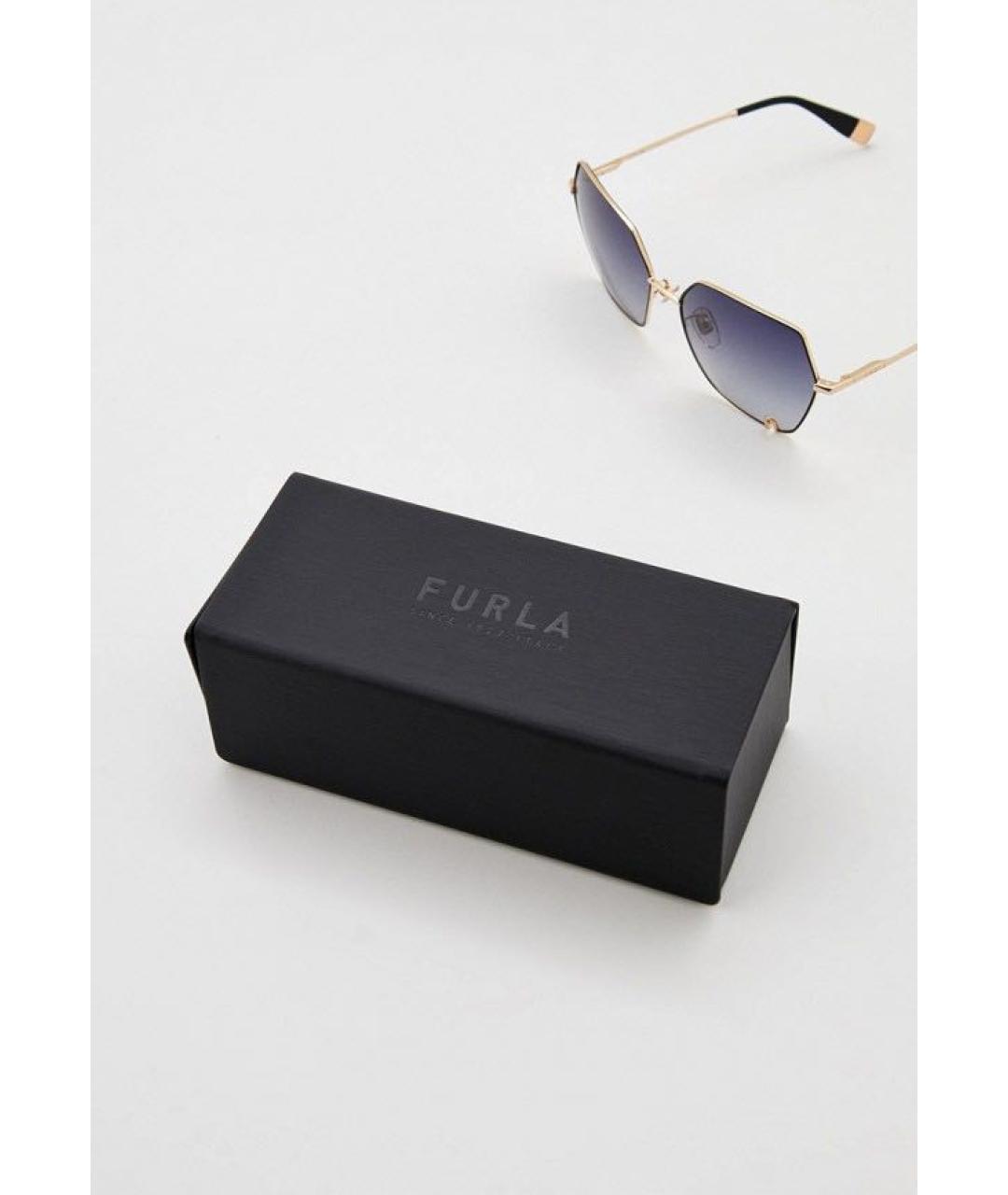 FURLA Золотые металлические солнцезащитные очки, фото 4