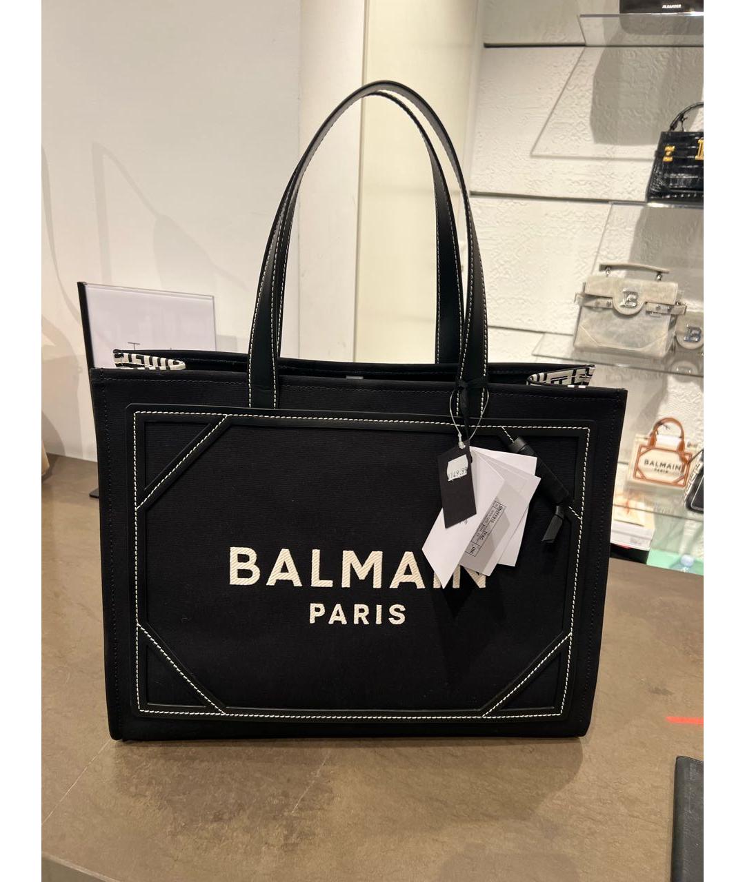 BALMAIN Черная тканевая сумка тоут, фото 6
