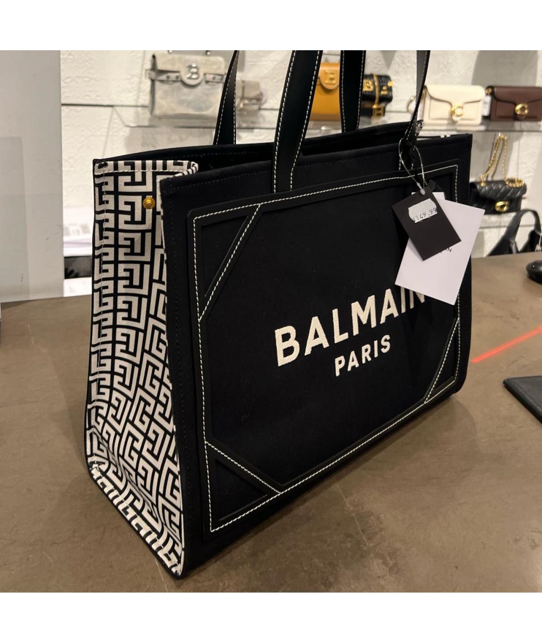 BALMAIN Черная тканевая сумка тоут, фото 7
