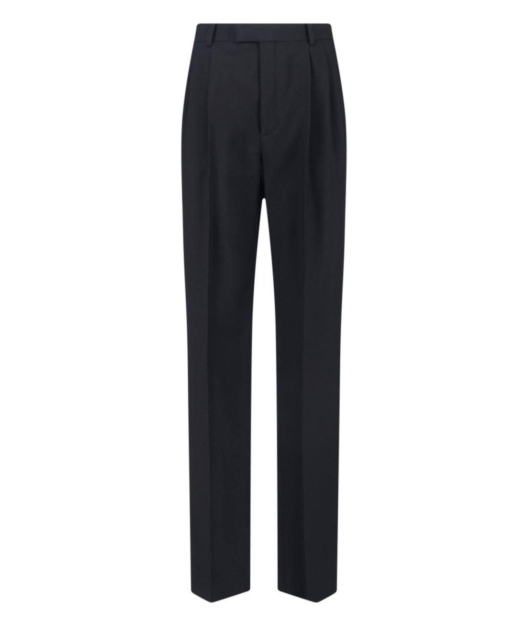 SAINT LAURENT Черные шерстяные прямые брюки, фото 1