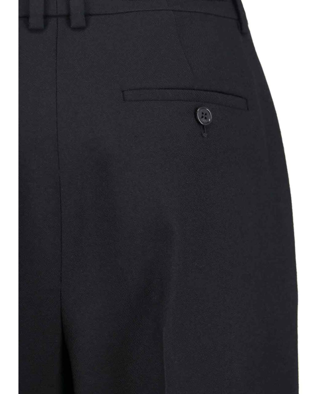 SAINT LAURENT Черные шерстяные прямые брюки, фото 4