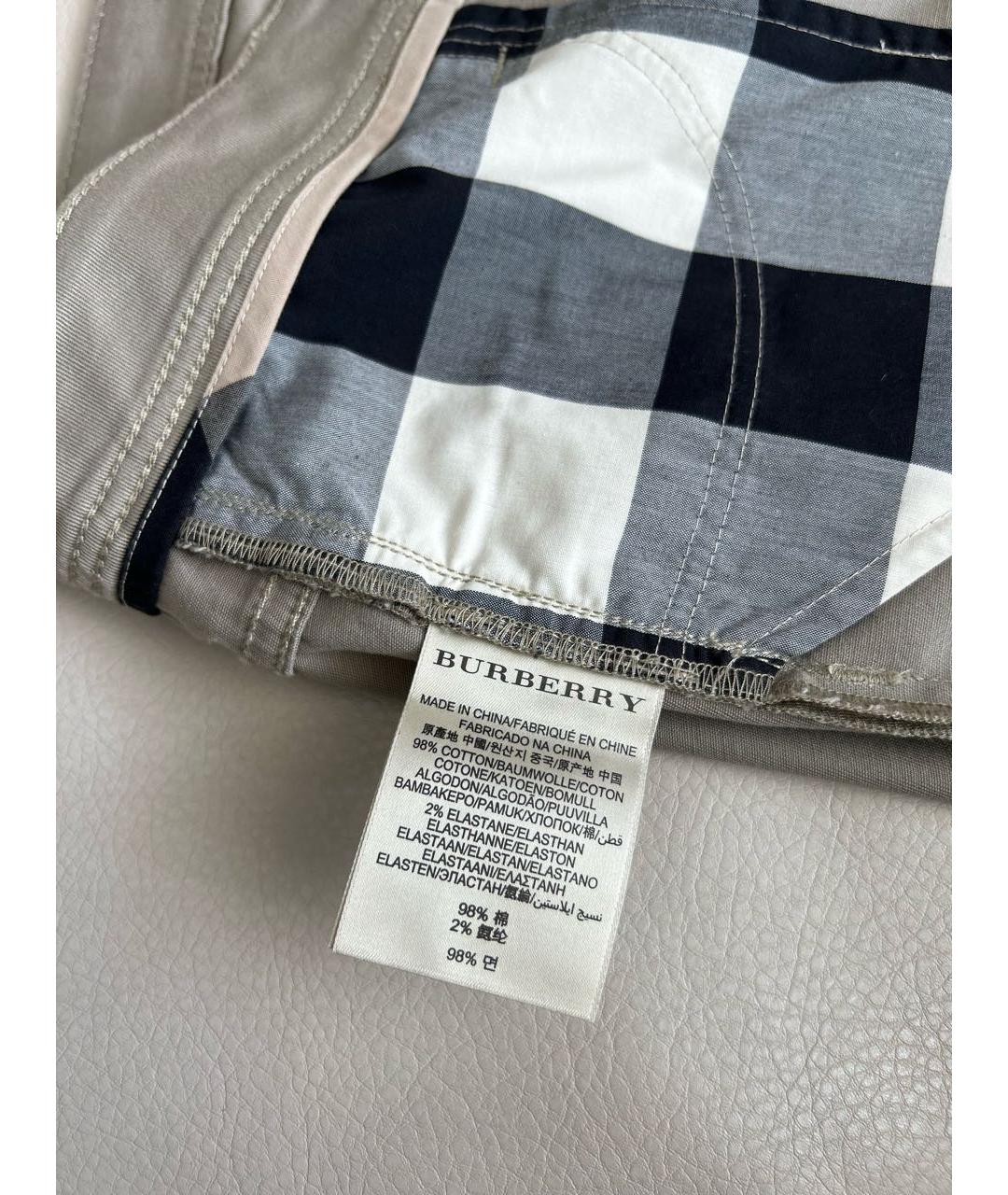 BURBERRY Бежевые хлопко-эластановые прямые джинсы, фото 6