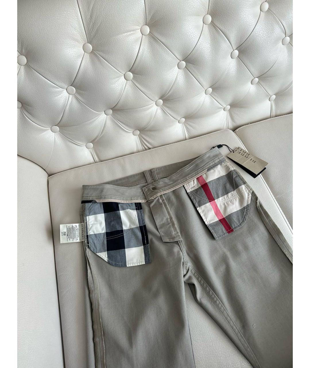 BURBERRY Бежевые хлопко-эластановые прямые джинсы, фото 5