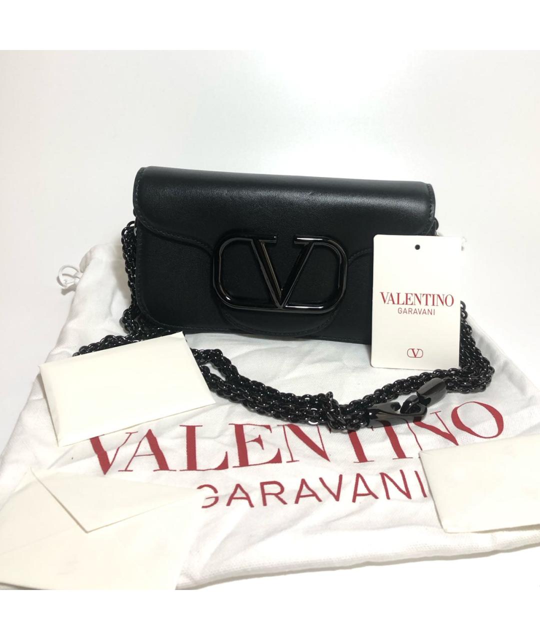 VALENTINO Черная кожаная сумка через плечо, фото 5