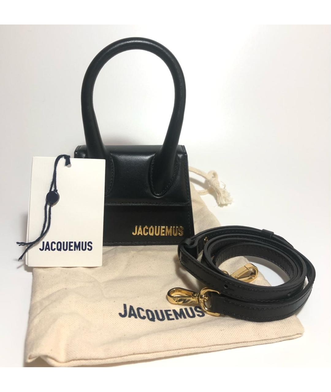 JACQUEMUS Черная кожаная сумка через плечо, фото 4