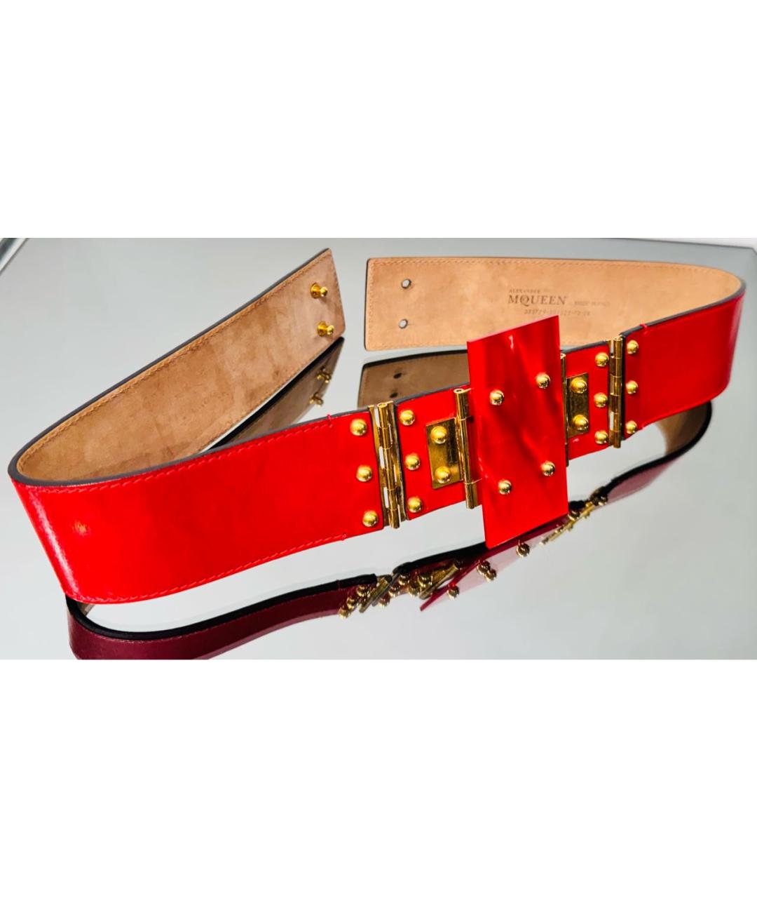 ALEXANDER MCQUEEN Красный кожаный ремень, фото 3
