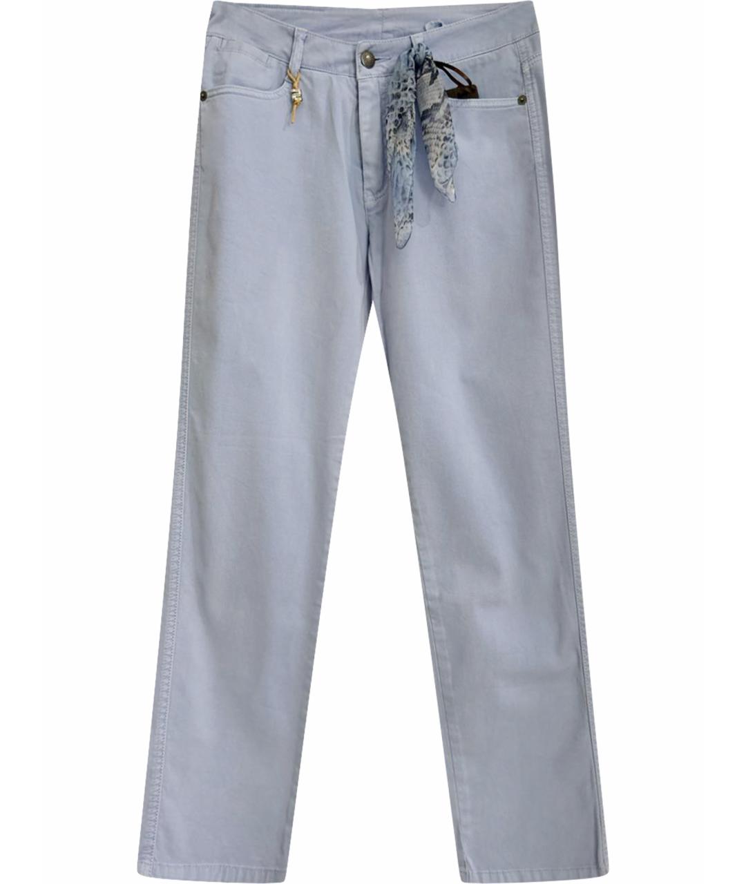ERMANNO SCERVINO Голубые хлопко-эластановые прямые брюки, фото 1