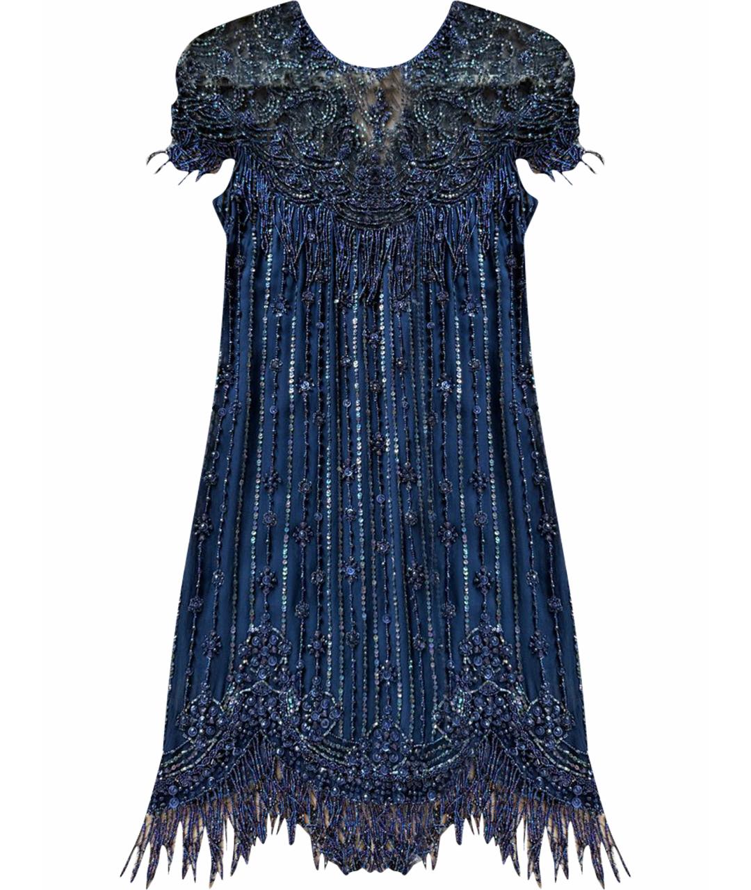JENNY PACKHAM Темно-синее шелковое коктейльное платье, фото 1