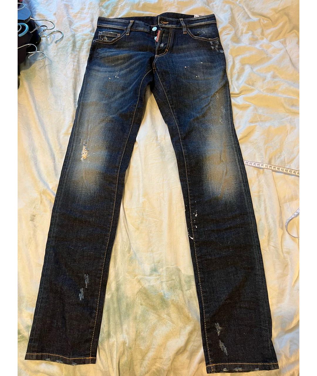 DSQUARED2 Темно-синие хлопковые джинсы слим, фото 9
