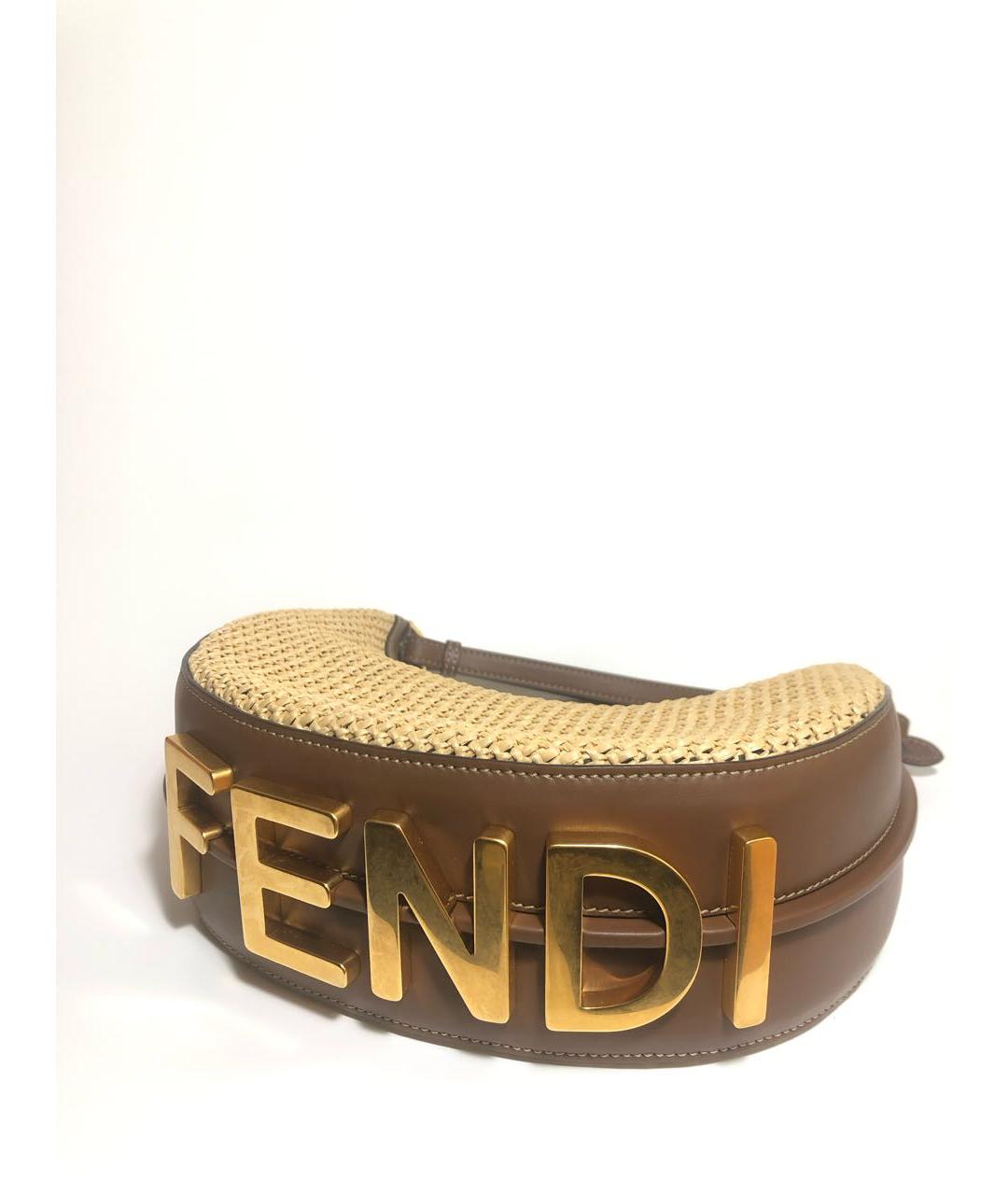 FENDI Коричневая пелетеная сумка с короткими ручками, фото 3