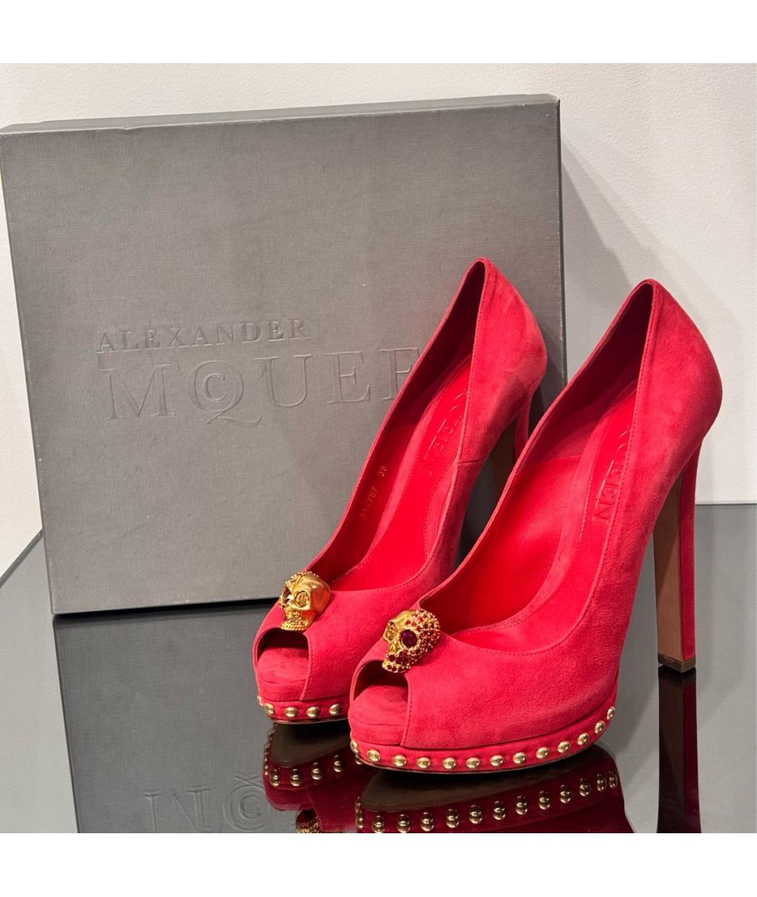 ALEXANDER MCQUEEN Красные замшевые туфли, фото 6