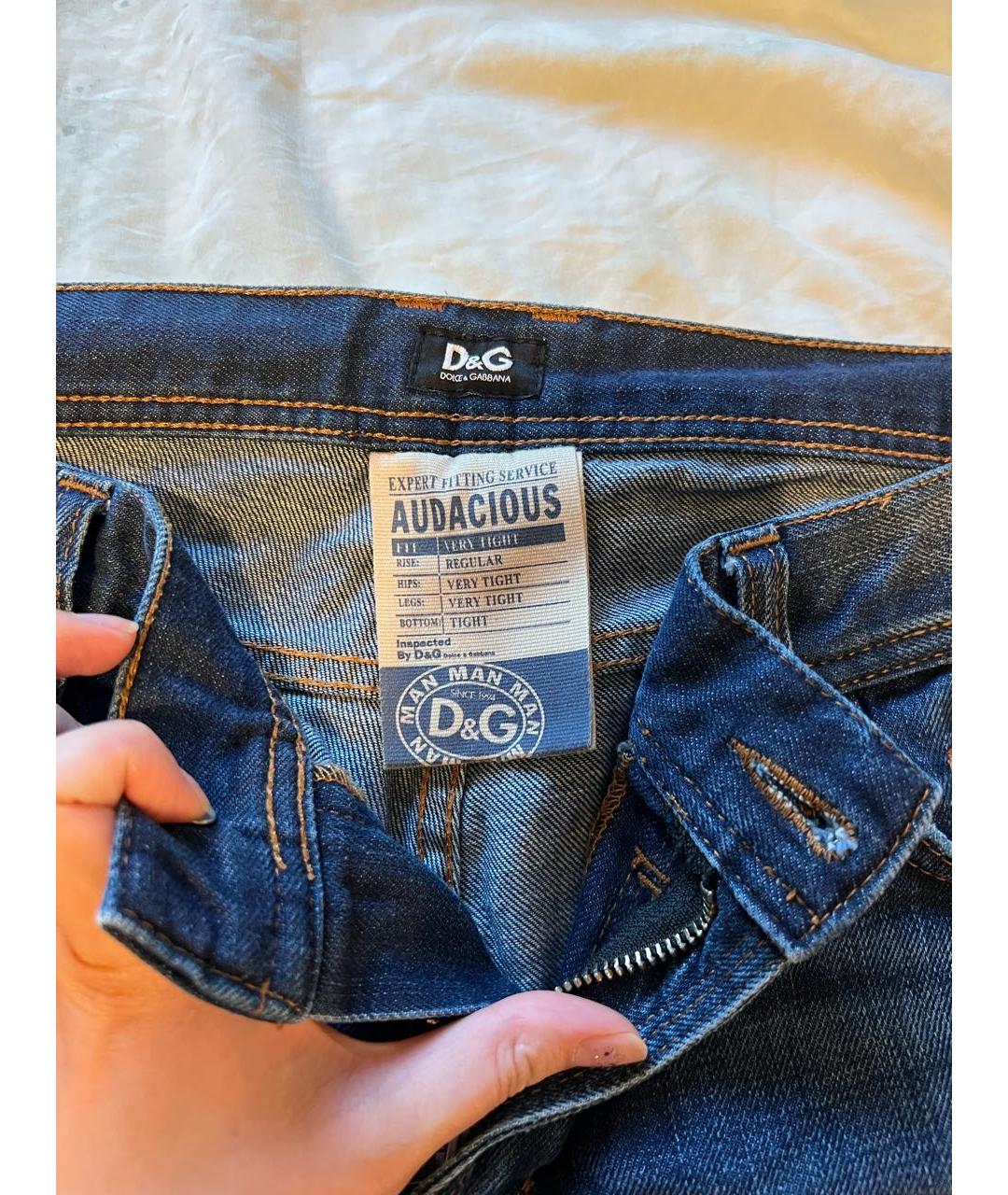 DOLCE&GABBANA Темно-синие хлопковые прямые джинсы, фото 3