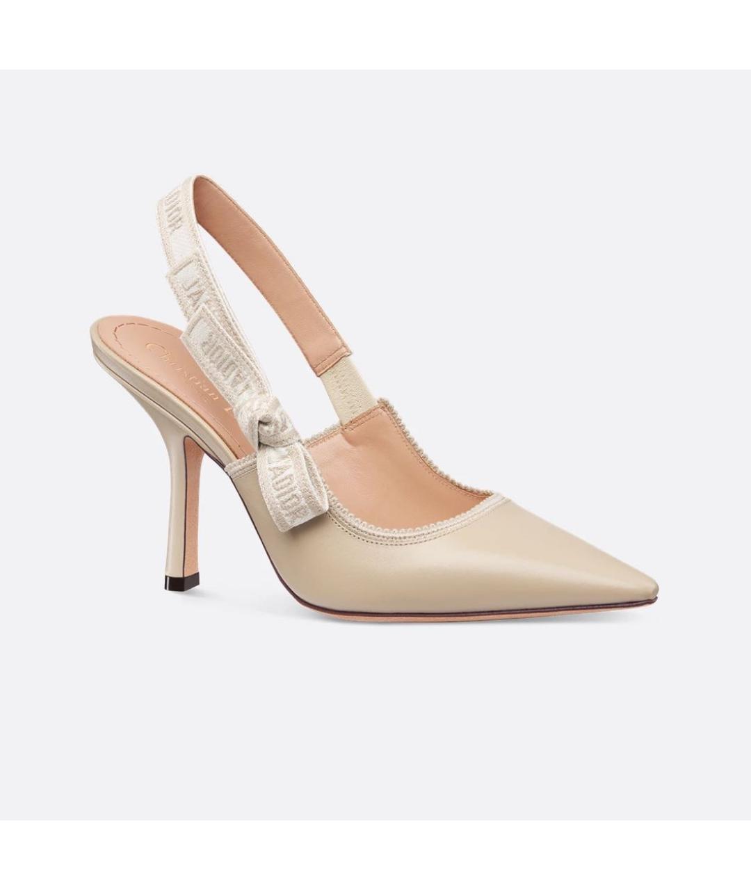 CHRISTIAN DIOR Бежевые кожаные туфли, фото 4