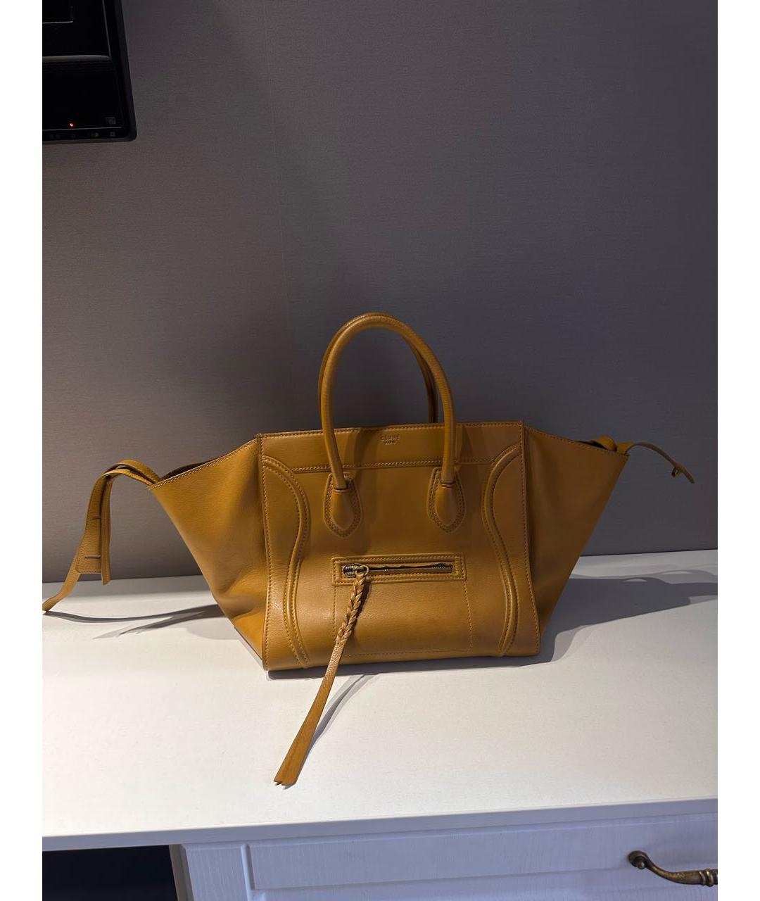 CELINE Коричневая кожаная сумка тоут, фото 9