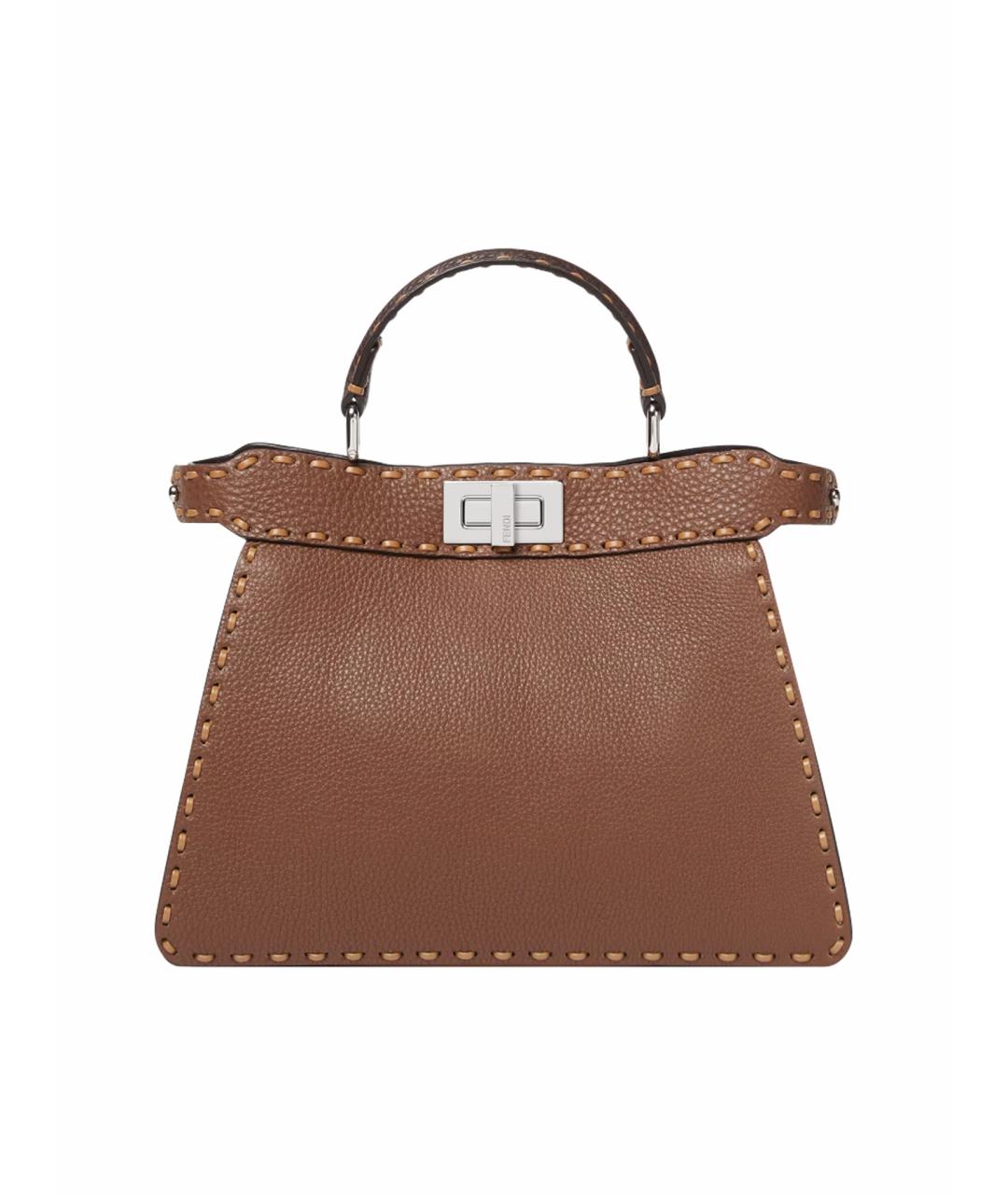 FENDI Коричневая кожаная сумка тоут, фото 1