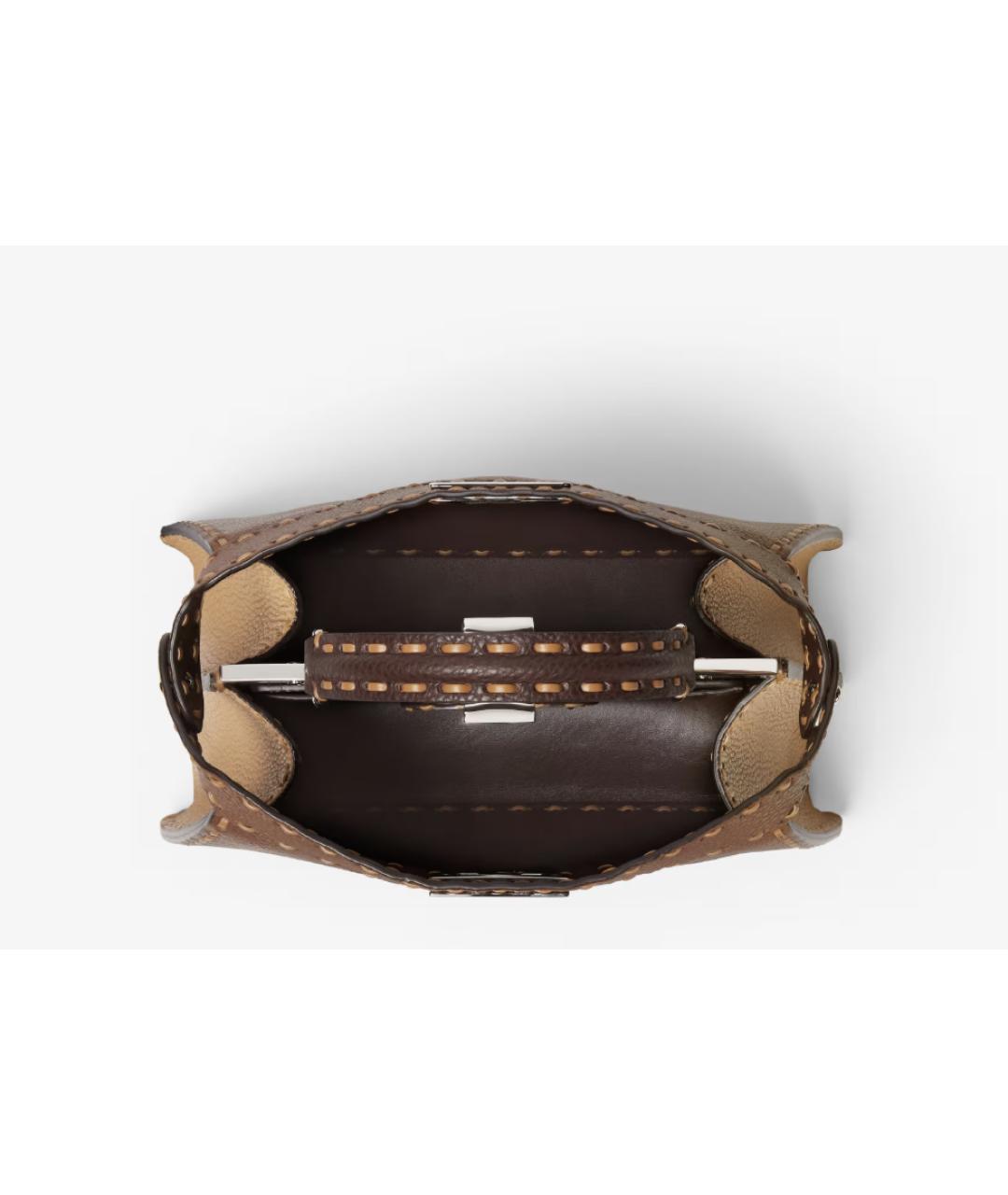 FENDI Коричневая кожаная сумка тоут, фото 5