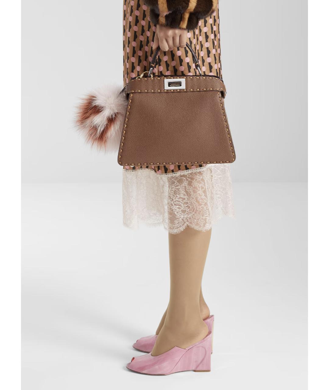 FENDI Коричневая кожаная сумка тоут, фото 2