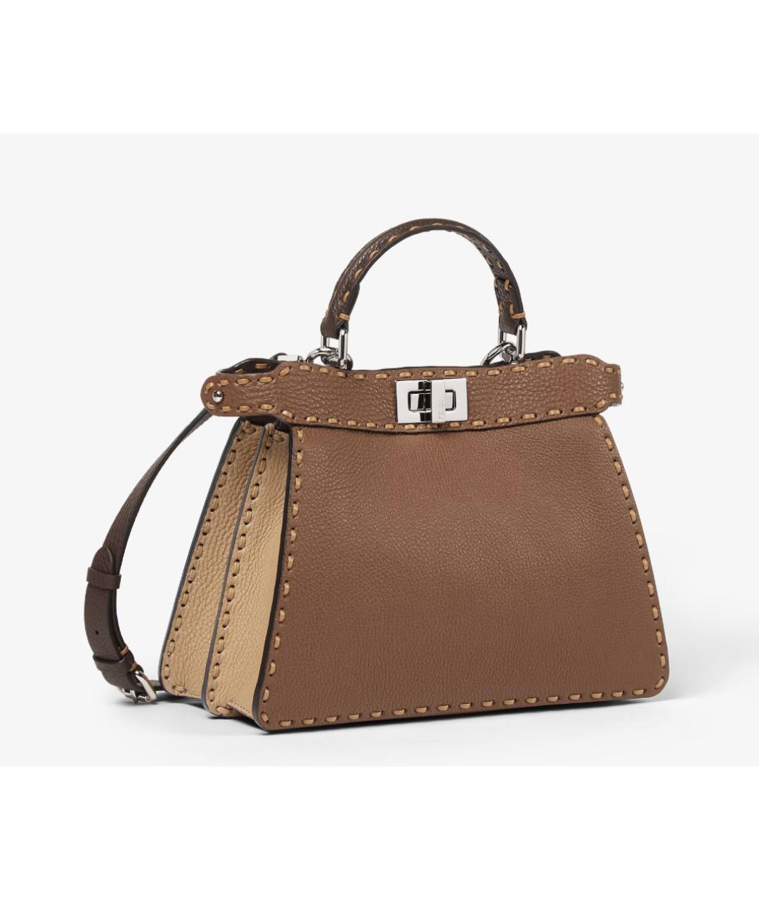 FENDI Коричневая кожаная сумка тоут, фото 4