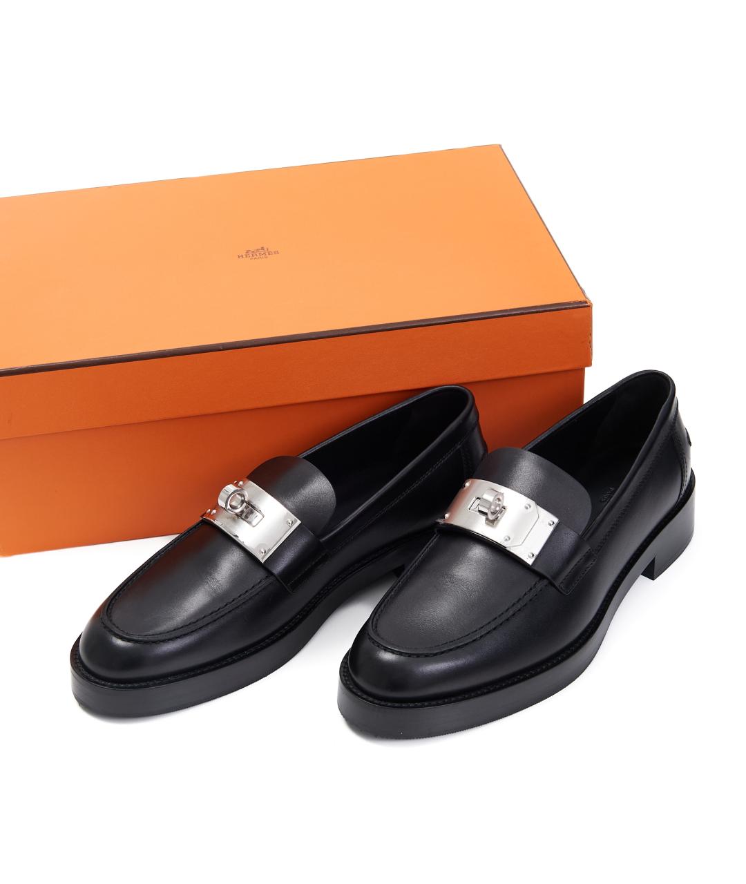 HERMES Черные кожаные лоферы, фото 7