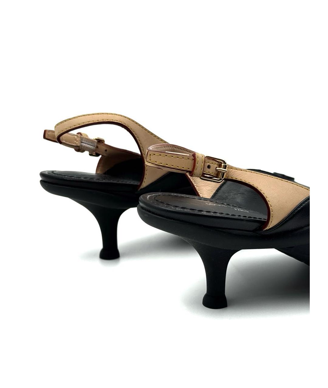 LOUIS VUITTON Черные кожаные лодочки на низком каблуке, фото 4