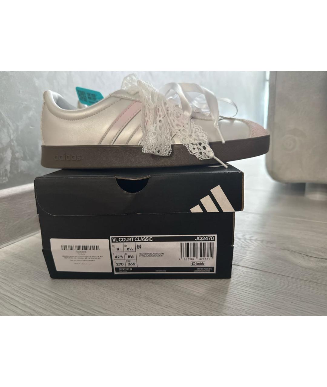 ADIDAS Серебряные замшевые кеды, фото 6
