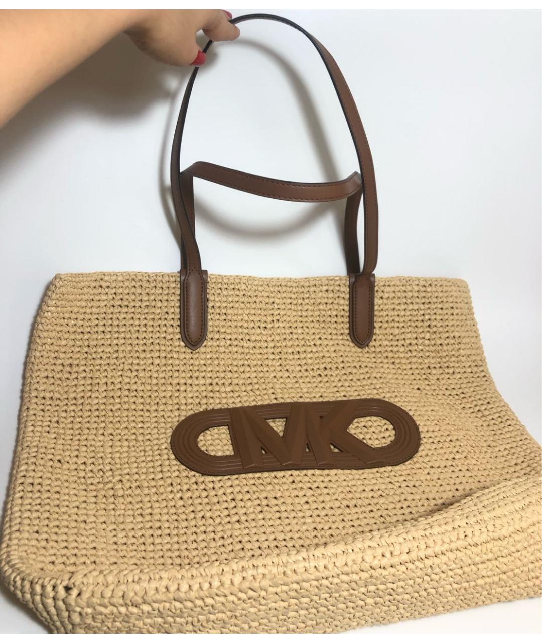 MICHAEL KORS Коричневая пелетеная пляжная сумка, фото 3
