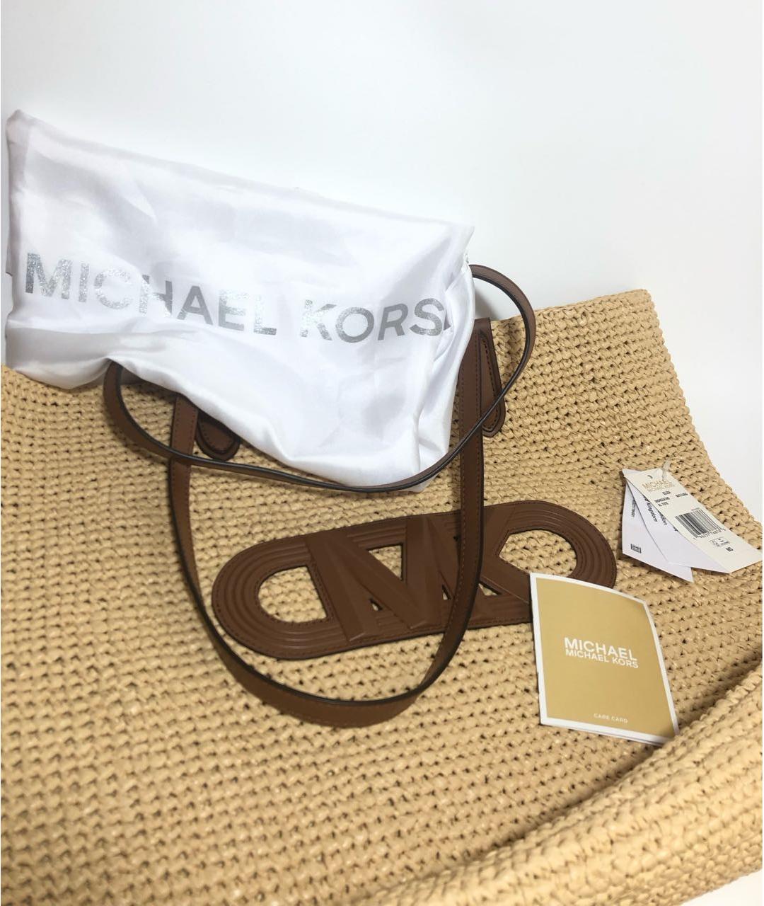 MICHAEL KORS Коричневая пелетеная пляжная сумка, фото 4