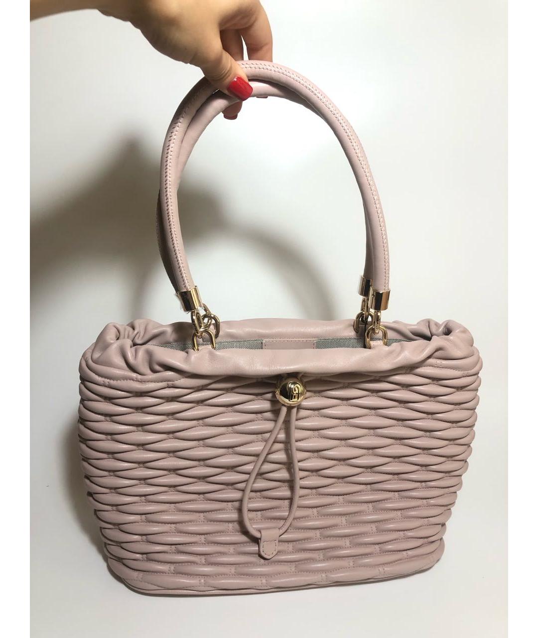 FURLA Розовая кожаная сумка с короткими ручками, фото 7