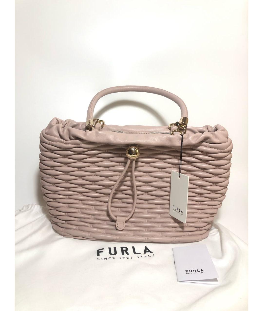 FURLA Розовая кожаная сумка с короткими ручками, фото 5