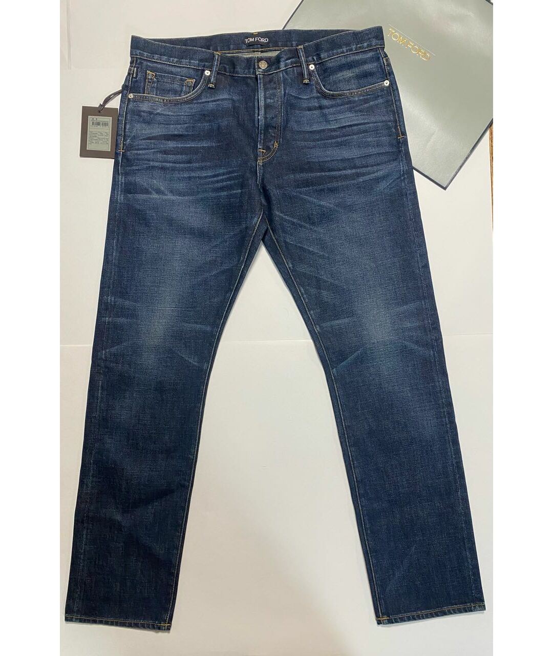 TOM FORD Синие хлопко-эластановые прямые джинсы, фото 5