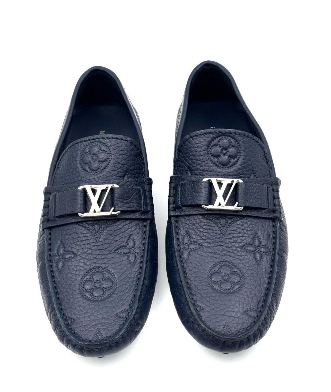 LOUIS VUITTON Синие кожаные мокасины, фото 4